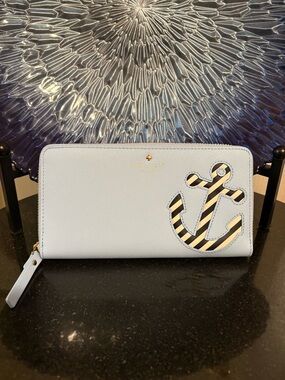 Kate Spade Storybook “Go Overboard”  Light Blue Anchor/Sailor/Nautical Wallet